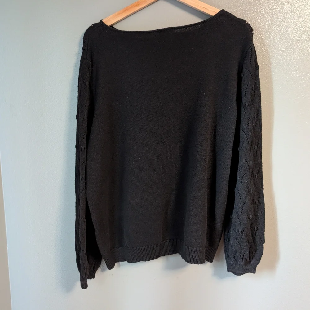 Ann Taylor Lacy Medium Weight Black Knit Sweater Women's XL - Picture 5 of 8